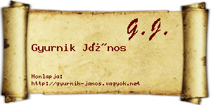 Gyurnik János névjegykártya